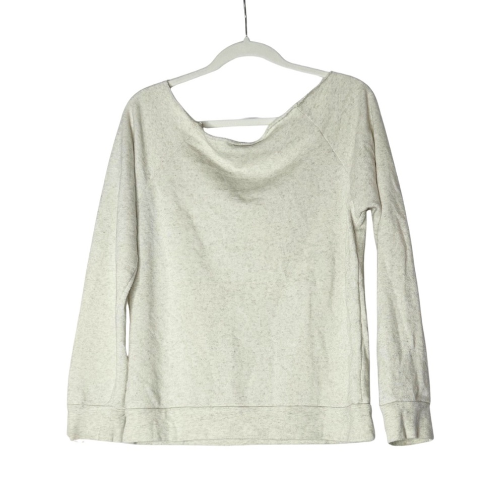 Ily Couture Cream Off-the-Shoulder Long Sleeve Sweatshirt – Size L - Picture 2 of 4